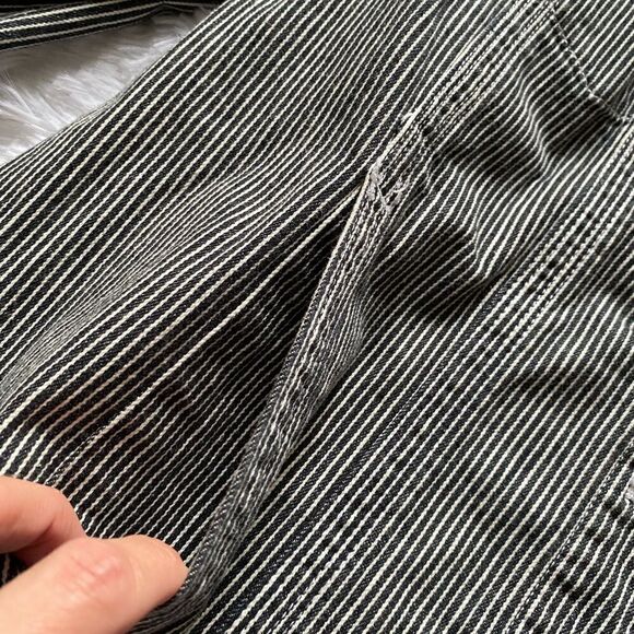 Chicos Striped Jean Jacket Button Front Black White Womens Size XL - Picture 9 of 16
